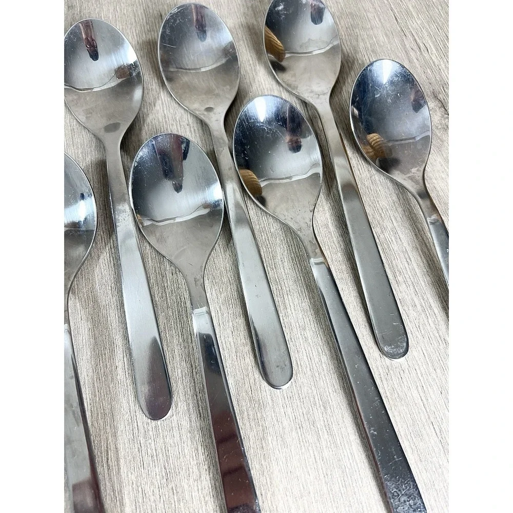 16 Pc Ikea FORNUFT 8 Pc Teaspoon & 8 Pc Soup Spoon Stainless Steel Flatware